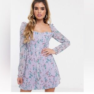 Missguided lilac floral mini holiday dress, size 10, NWT